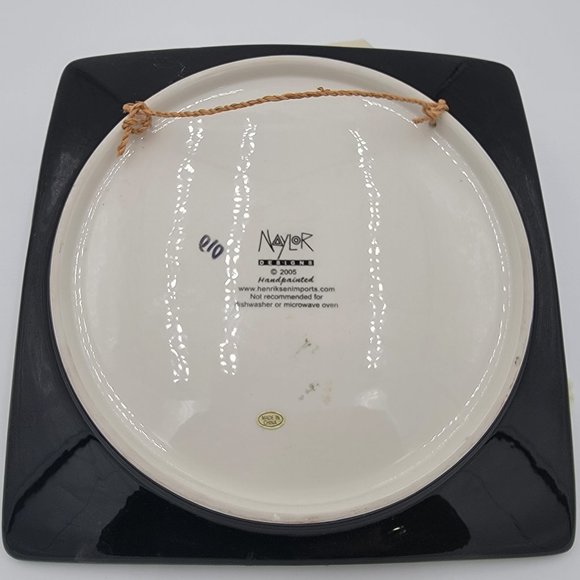 Handpainted Decorative Plate - 2005 - Artist = Naylor - Cat Enjoying Wine - Picture 2 of 3